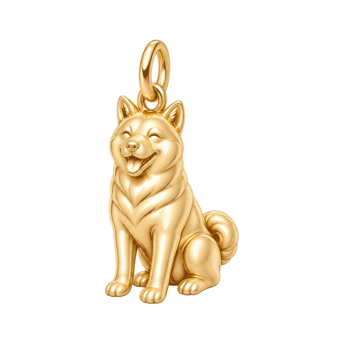 Shiba Inu — Happy Pup Charm and Polyester Cord Bracelet Set — Gold