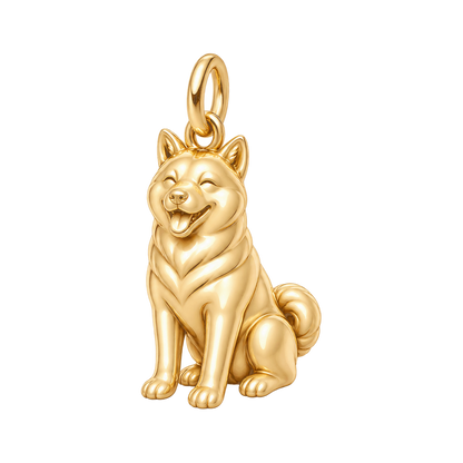 Shiba Inu — Happy Pup Charm and Polyester Cord Bracelet Set — Gold