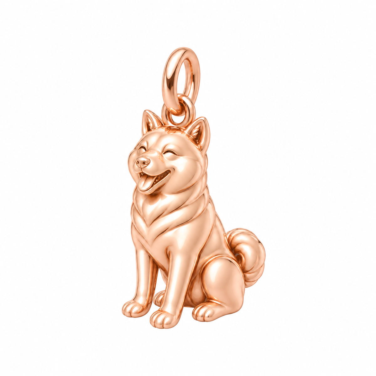 Shiba Inu — Happy Pup Charm and Polyester Cord Bracelet Set — Rose Gold