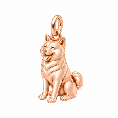 Shiba Inu — Happy Pup Charm and Polyester Cord Bracelet Set — Rose Gold