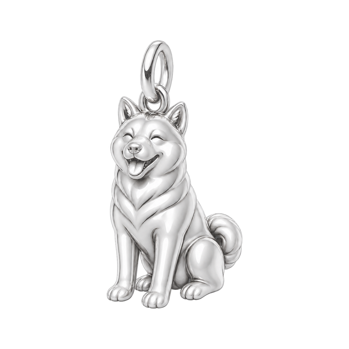 Shiba Inu — Happy Pup Charm and Polyester Cord Bracelet Set — Silver