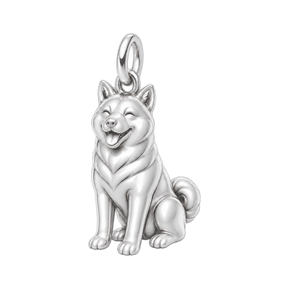Shiba Inu — Happy Pup Charm and Polyester Cord Bracelet Set — Silver