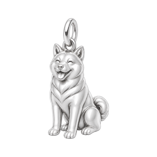 Shiba Inu — Happy Pup Charm and Polyester Cord Bracelet Set — Silver