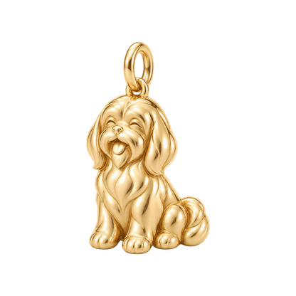 Shih Tzu - long coat — Happy Pup Charm and Polyester Cord Bracelet Set — Gold