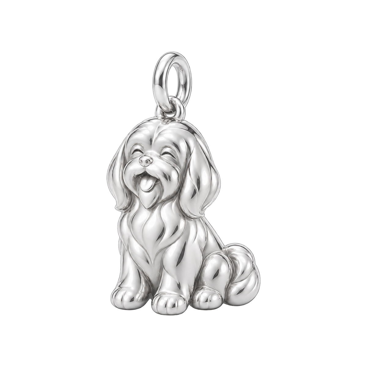 Shih Tzu - long coat — Happy Pup Charm and Polyester Cord Bracelet Set — Silver