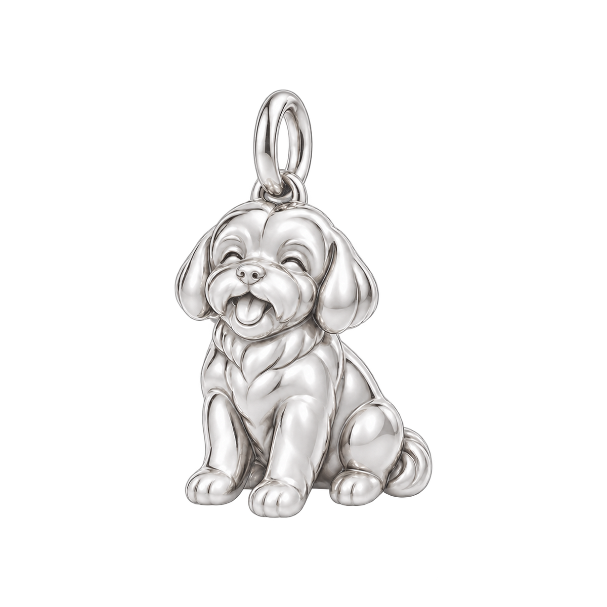 Shih Tzu - puppy cut — Happy Pup Charm and Polyester Cord Bracelet Set — Silver