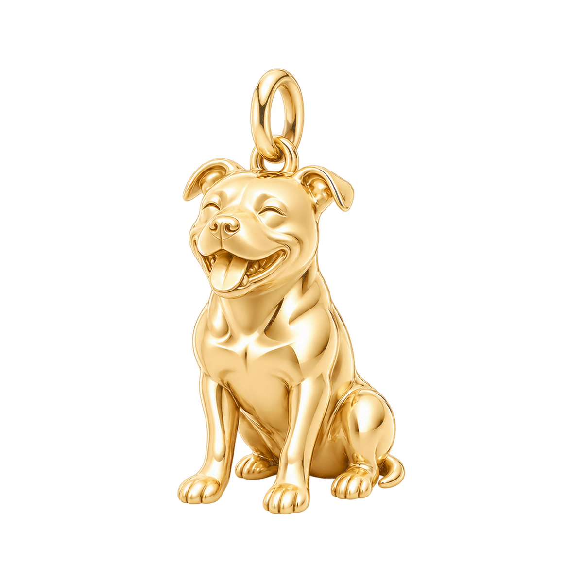 Staffordshire Bull Terrier — Happy Pup Charm and Polyester Cord Bracelet Set — Gold