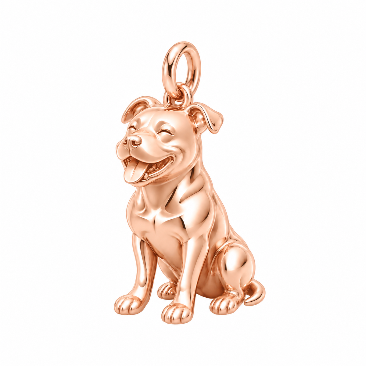 Staffordshire Bull Terrier — Happy Pup Charm and Polyester Cord Bracelet Set — Rose Gold
