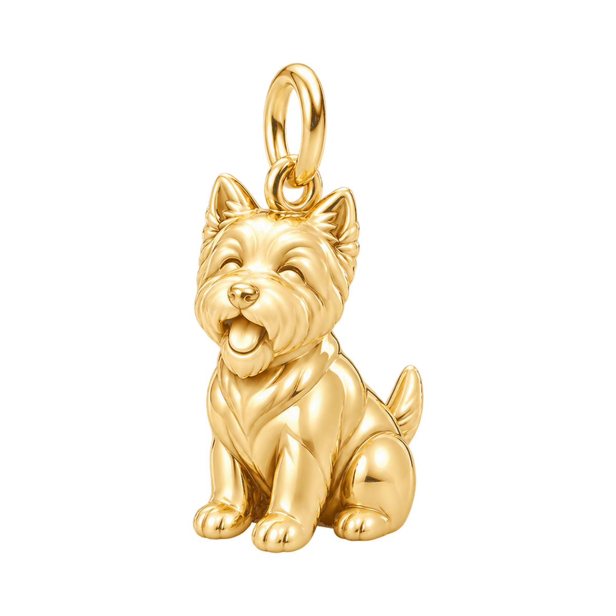 West Highland White Terrier — Happy Pup Charm and Polyester Cord Bracelet Set — Gold