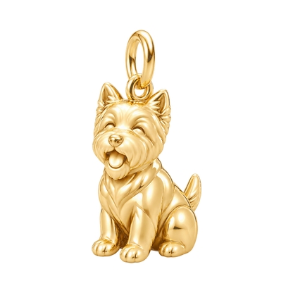 West Highland White Terrier — Happy Pup Charm and Polyester Cord Bracelet Set — Gold