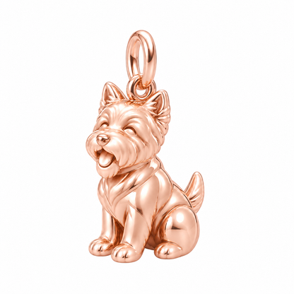 West Highland White Terrier — Happy Pup Charm and Polyester Cord Bracelet Set — Rose Gold