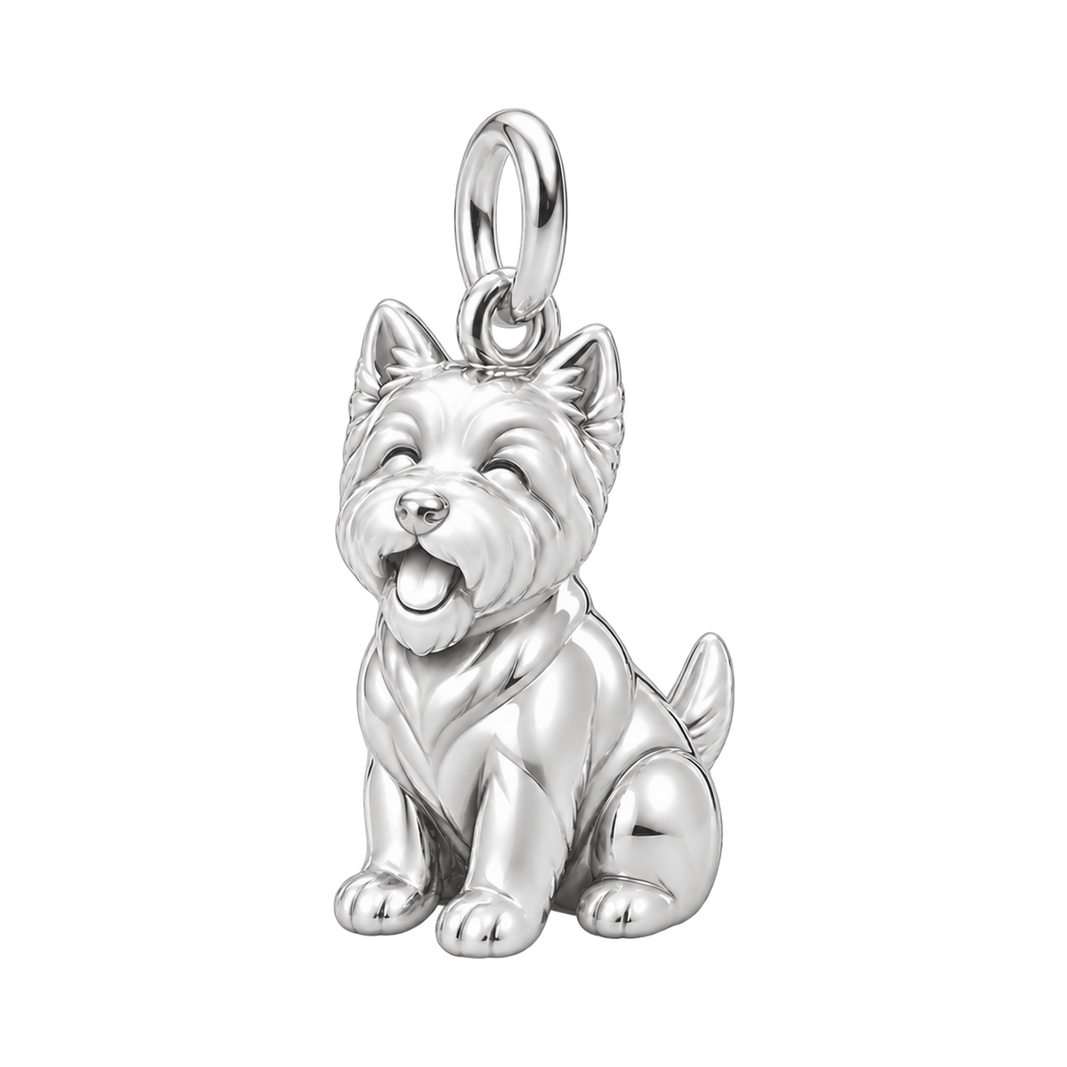 West Highland White Terrier — Happy Pup Charm and Polyester Cord Bracelet Set — Silver
