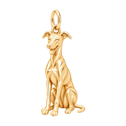 Whippet — Happy Pup Charm and Polyester Cord Bracelet Set — Gold