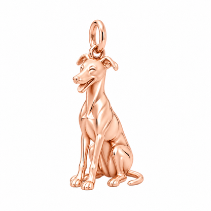 Whippet — Happy Pup Charm and Polyester Cord Bracelet Set — Rose Gold