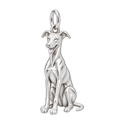Whippet — Happy Pup Charm and Polyester Cord Bracelet Set — Silver