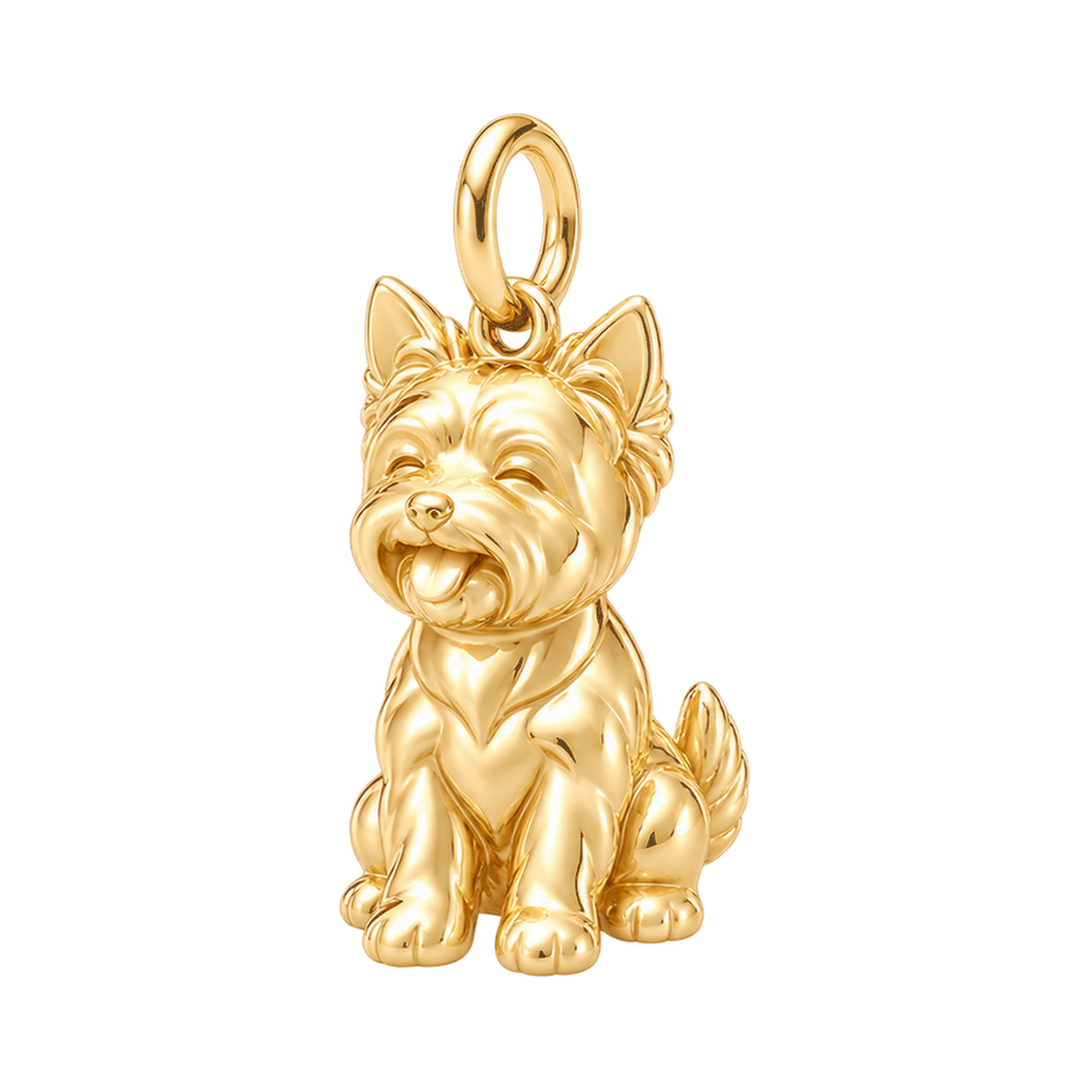 Yorkshire Terrier — Happy Pup Charm and Polyester Cord Bracelet Set — Gold