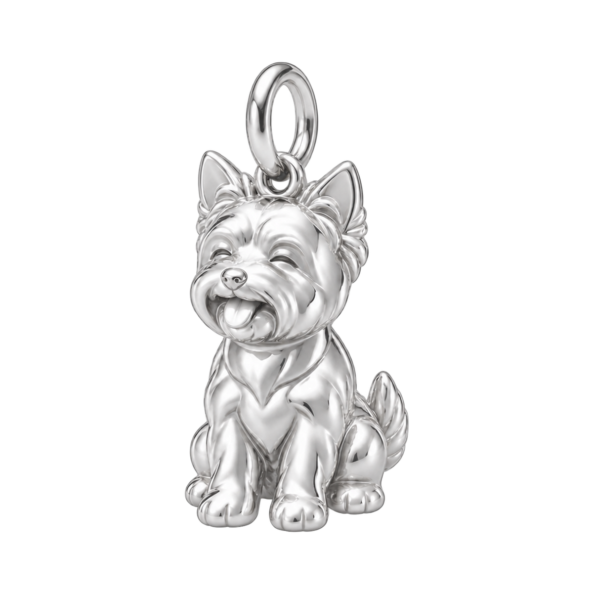 Yorkshire Terrier — Happy Pup Charm and Polyester Cord Bracelet Set — Silver