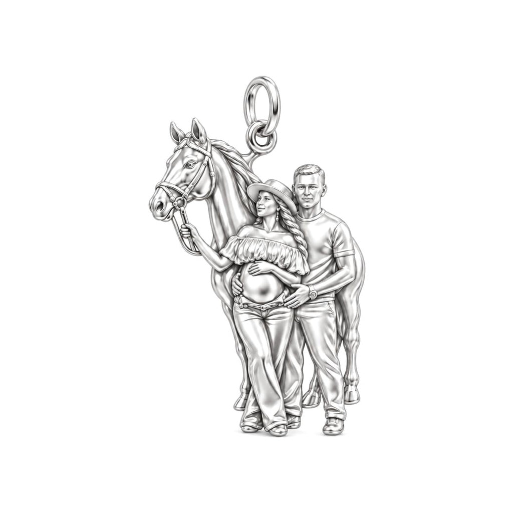 Stable Love Maternity Charm Bracelet – Personalized Mom Gift – silver charm, front view