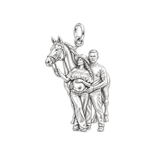 Stable Love Maternity Charm Bracelet – Personalized Mom Gift – silver charm, front view