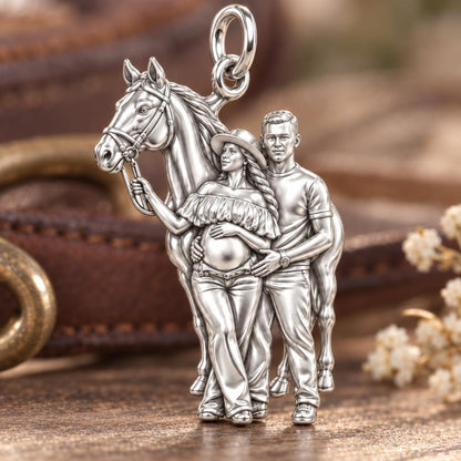 Stable Love Maternity Charm Bracelet – Personalized Mom Gift – macro detail of the charm