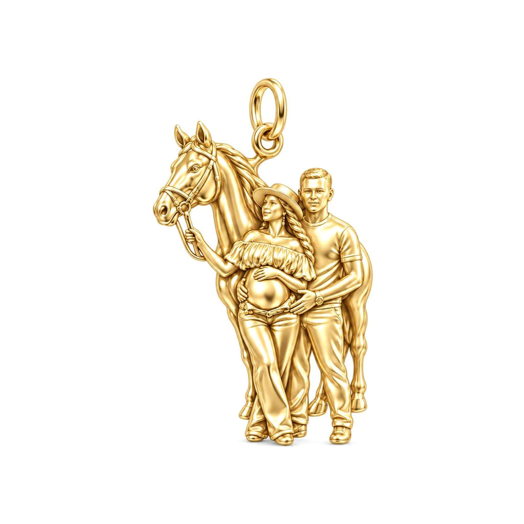Stable Love Maternity Charm Bracelet – Personalized Mom Gift – 18K gold charm, front view
