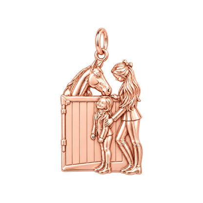 Stable Side Memories Charm Bracelet – Personalized Horse Lover Gift – rose gold charm, front view