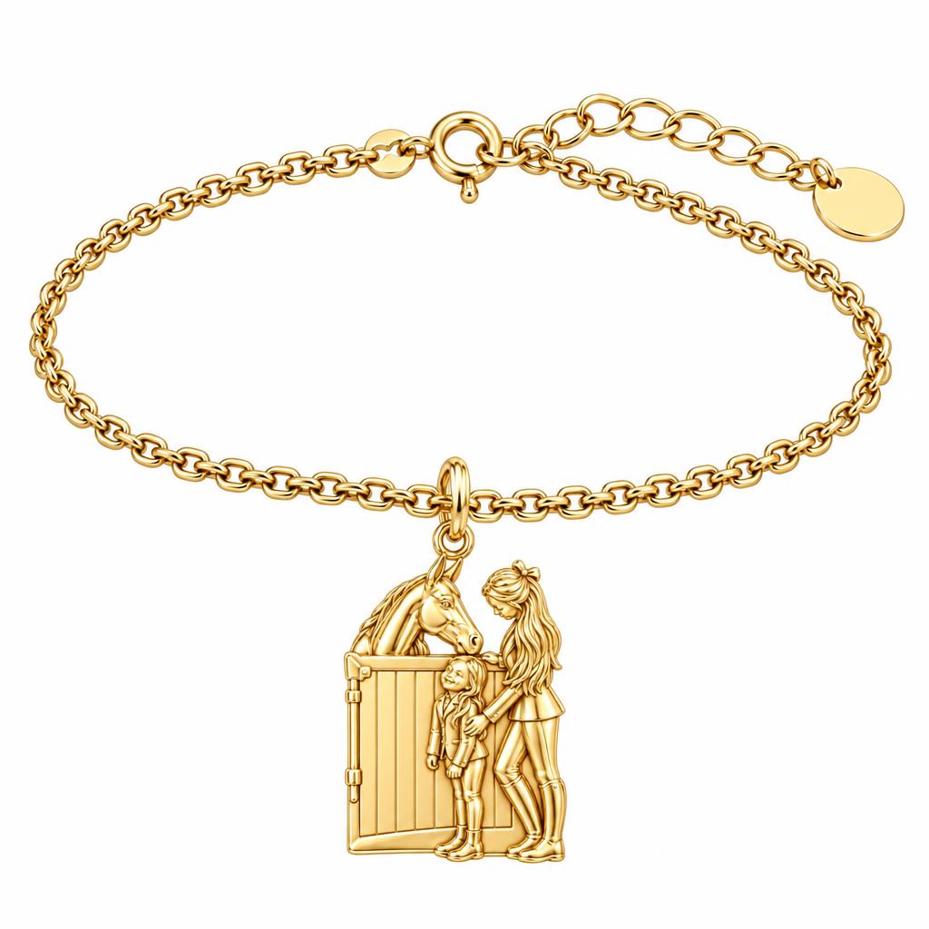 Stable Side Memories Charm Bracelet Set – 18K gold, front view