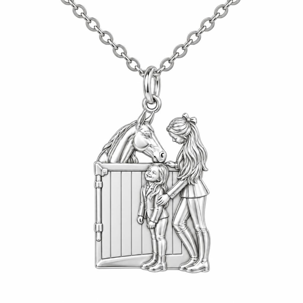 Stable Side Memories Charm Necklace Set – silver, front view