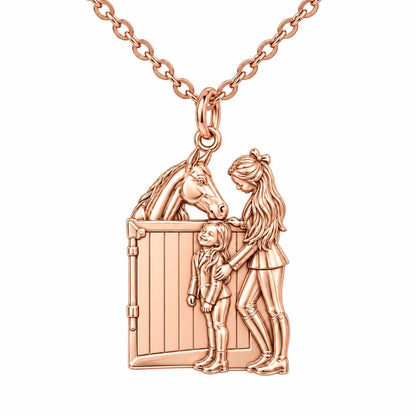Stable Side Memories Charm Necklace Set – rose gold, front view