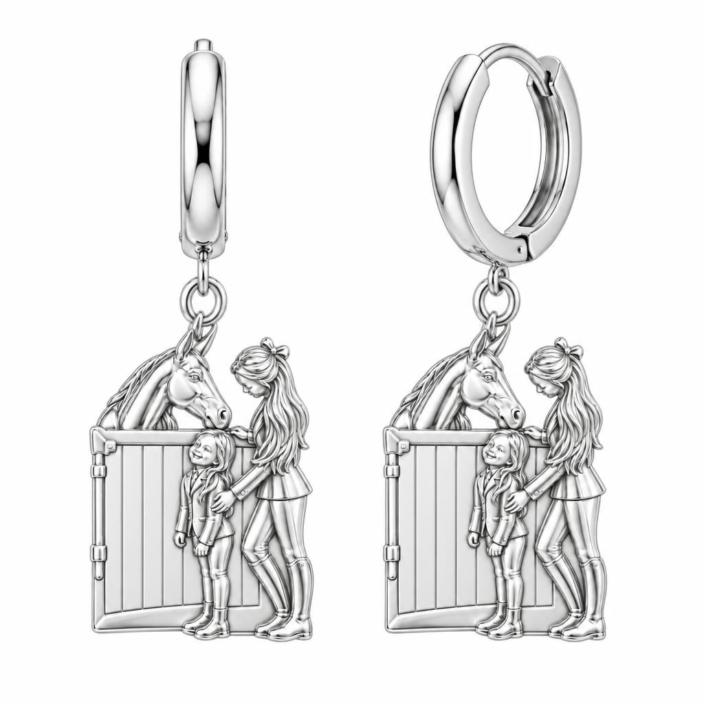Stable Side Memories Huggie Charm Earrings – silver, front view
