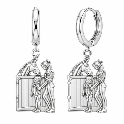 Stable Side Memories Huggie Charm Earrings – silver, front view
