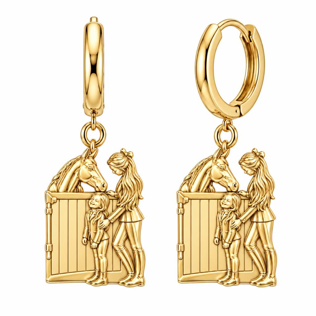 Stable Side Memories Huggie Charm Earrings – 18K gold, front view
