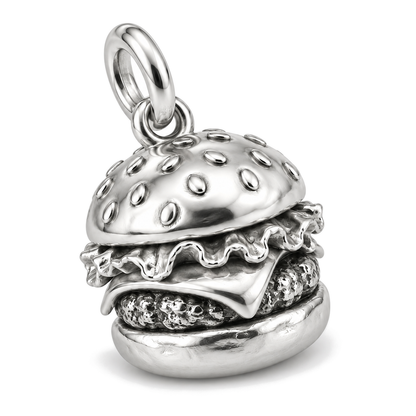 Stacked Burger Charm — Silver Super Macro | charm-topics-remaining-444-2026-09-14 | topic-107