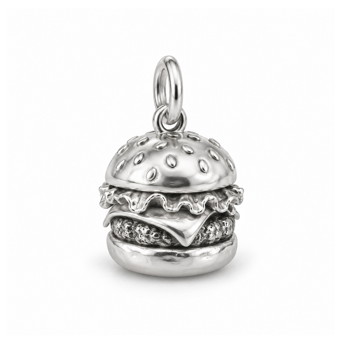 Stacked Burger Charm — Silver | charm-topics-remaining-444-2026-09-14 | topic-107
