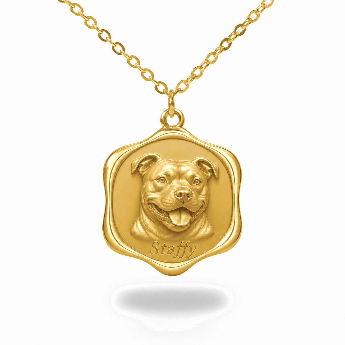 Soulyshine Staffy Precious Paw personalized pet photo necklace - 18K Gold Vermeil front
