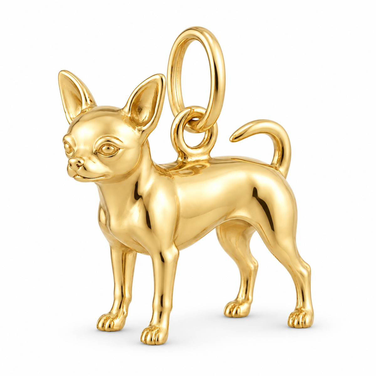 Chihuahua - short hair — Standing Dog Charm and Polyester Cord Bracelet Set — Gold