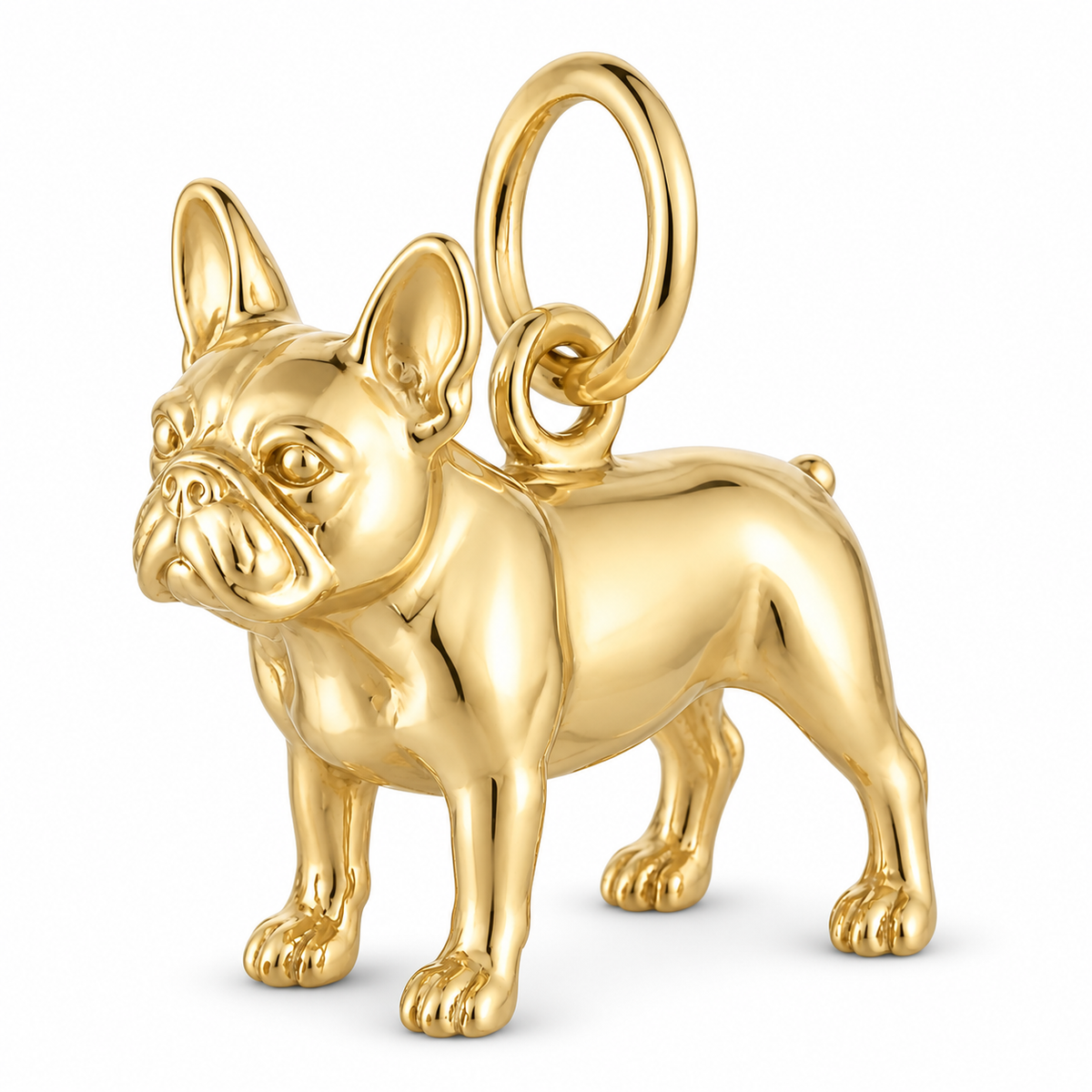 French Bulldog — Standing Dog Charm and Polyester Cord Bracelet Set — Gold
