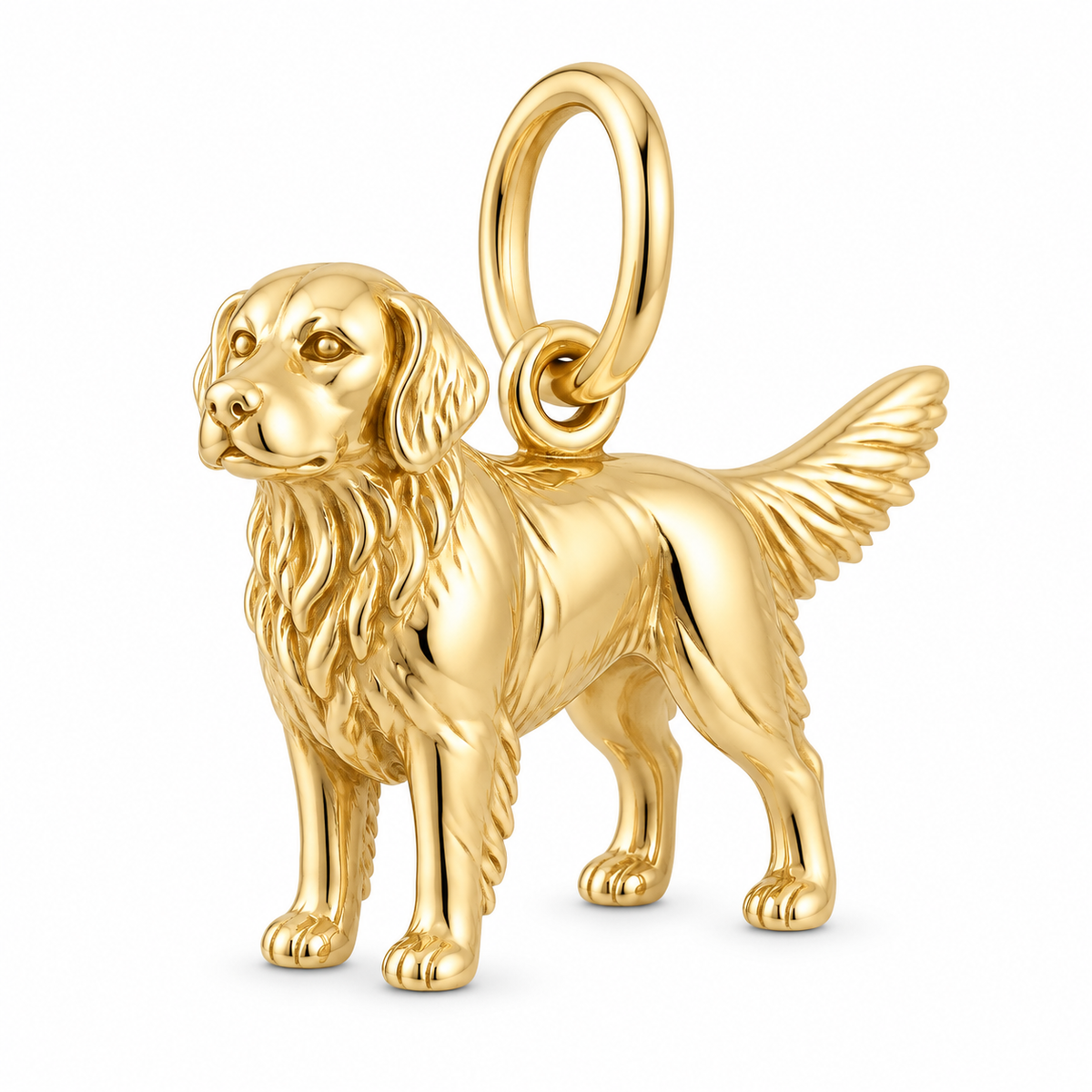 Golden Retriever — Standing Dog Charm and Polyester Cord Bracelet Set — Gold