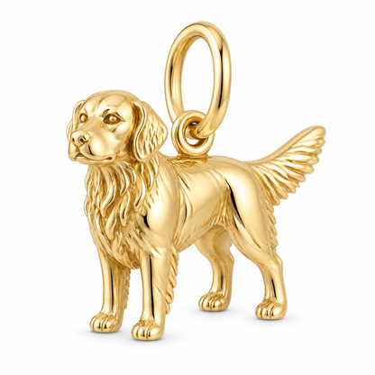 Golden Retriever — Standing Dog Charm and Polyester Cord Bracelet Set — Gold