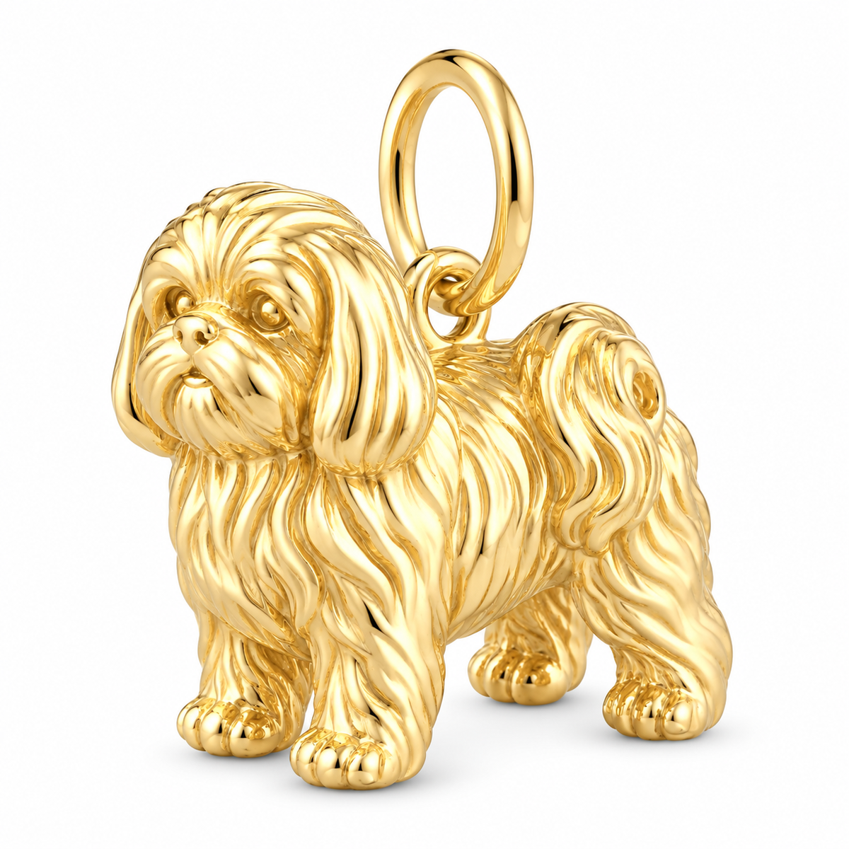 Shih Tzu - puppy cut — Standing Dog Charm and Polyester Cord Bracelet Set — Gold
