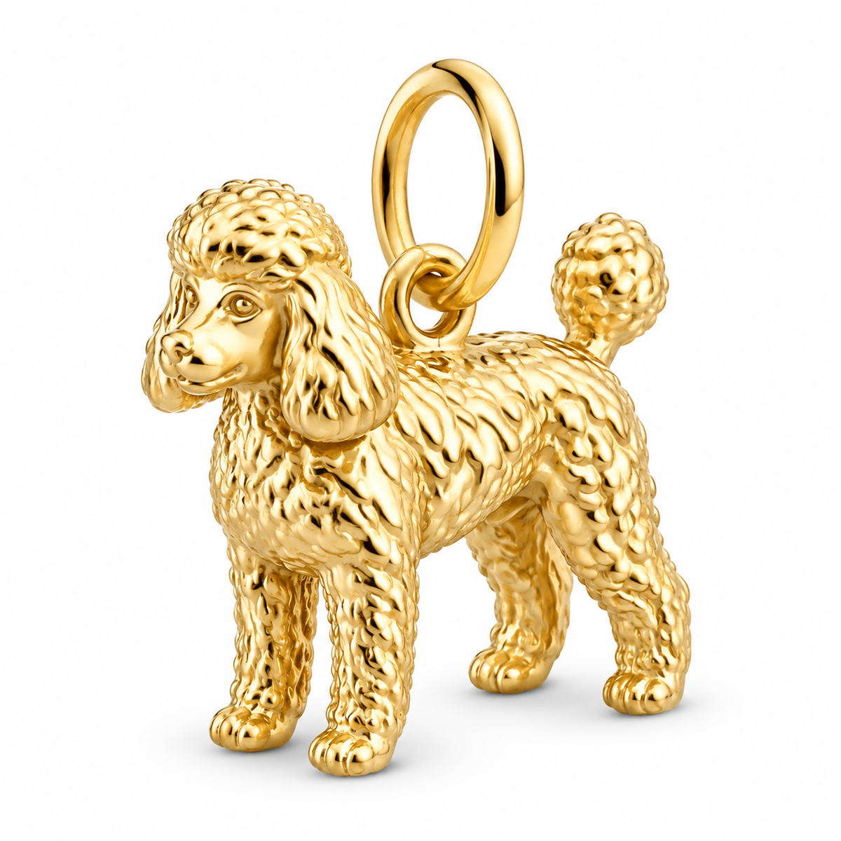 Poodle - toy — Standing Dog Charm and Polyester Cord Bracelet Set — Gold