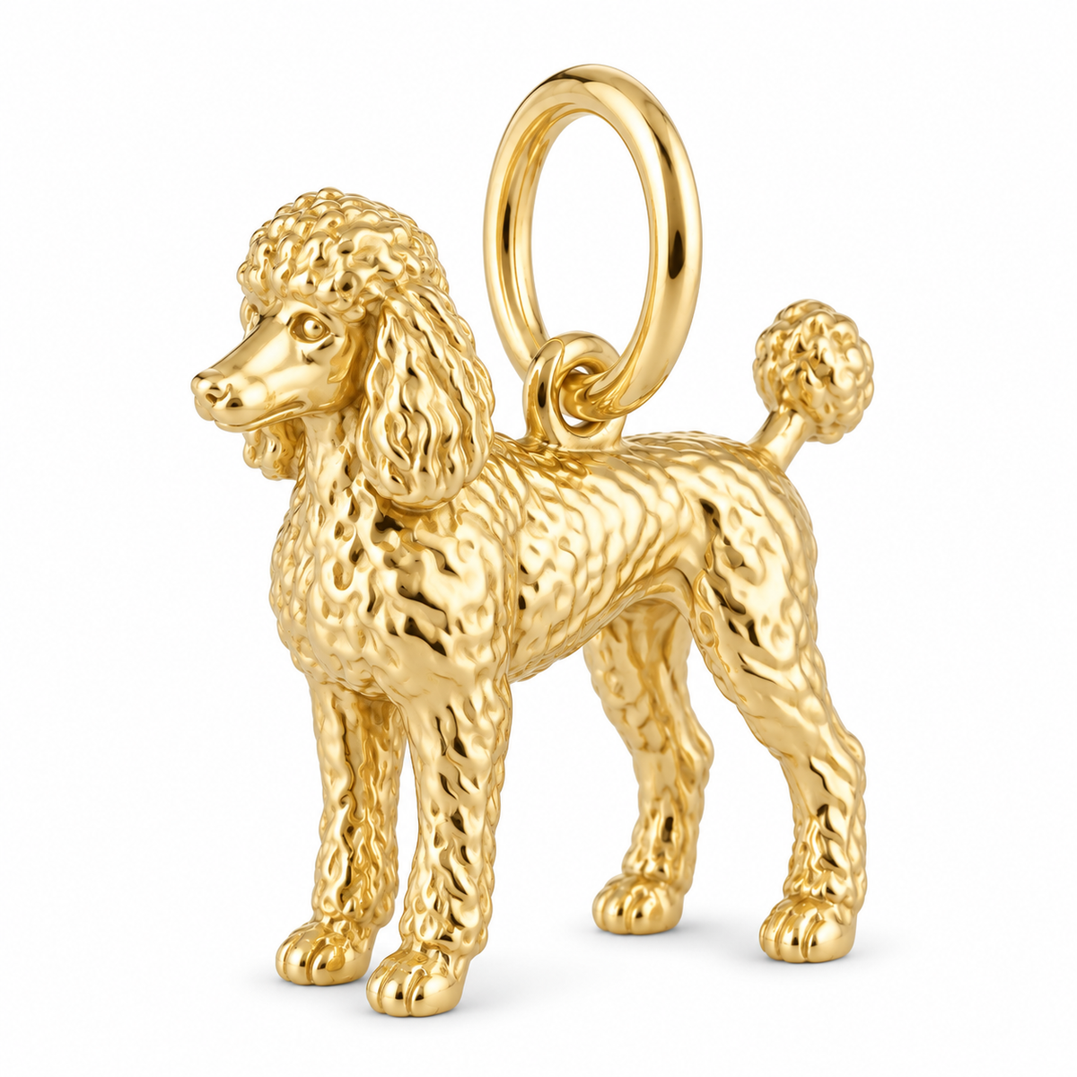 Poodle - standard — Standing Dog Charm and Polyester Cord Bracelet Set — Gold