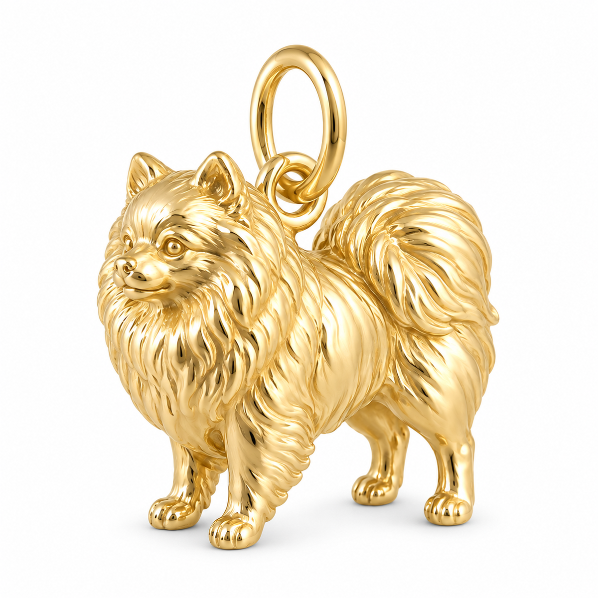 Pomeranian — Standing Dog Charm and Polyester Cord Bracelet Set — Gold