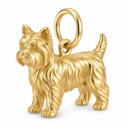 Yorkshire Terrier — Standing Dog Charm and Polyester Cord Bracelet Set — Gold