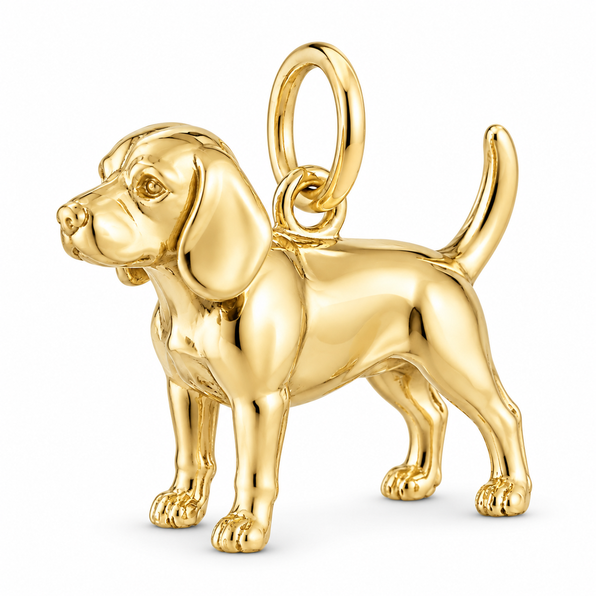 Beagle — Standing Dog Charm and Polyester Cord Bracelet Set — Gold