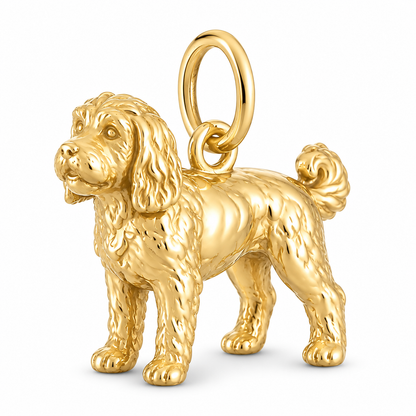 Cockapoo — Standing Dog Charm and Polyester Cord Bracelet Set — Gold