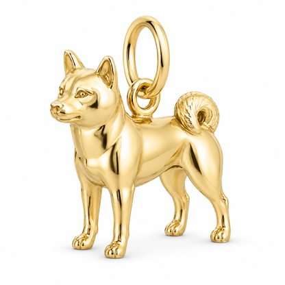 Shiba Inu — Standing Dog Charm and Polyester Cord Bracelet Set — Gold