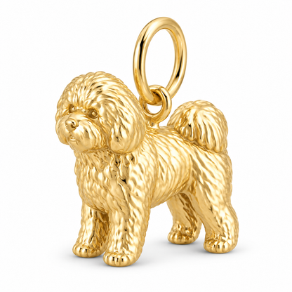 Bichon Frise — Standing Dog Charm and Polyester Cord Bracelet Set — Gold