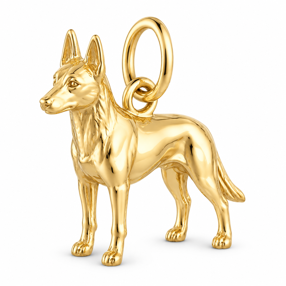 Belgian Malinois — Standing Dog Charm and Polyester Cord Bracelet Set — Gold