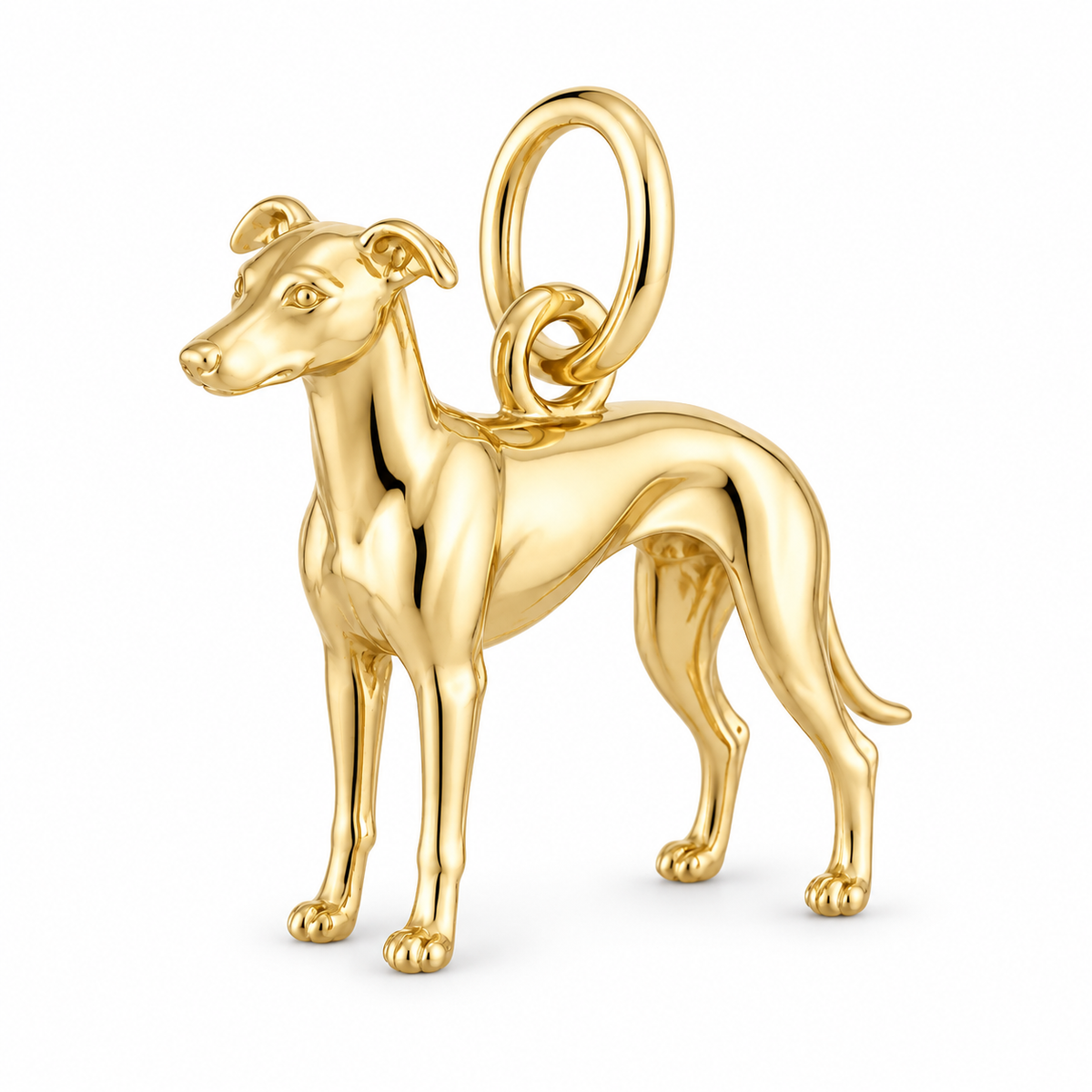 Whippet — Standing Dog Charm and Polyester Cord Bracelet Set — Gold